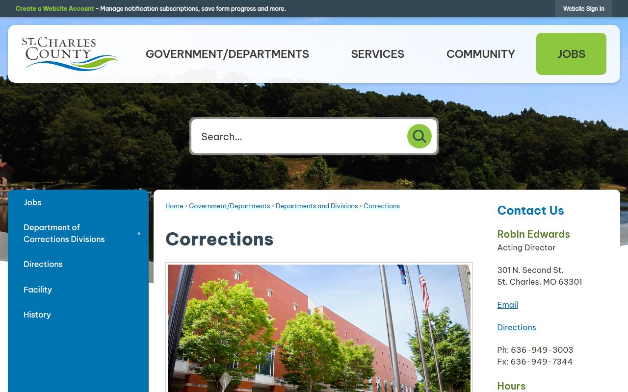 St. Charles County corrections page and JailATM inmate services